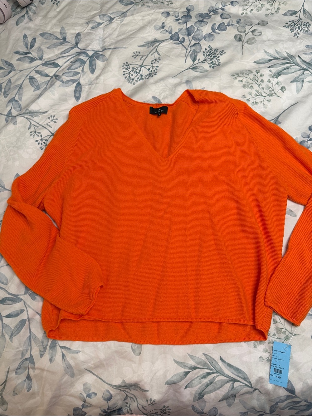 V-Neck Lightweight Sweater in Vibrant Orange